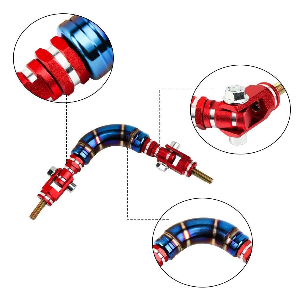 2X JDM Titanium RED JDM Titanium Roll Bar Grab Support Car Interior Grip Roof Handle Car Roof Handle Grip Burnt Grab Bar