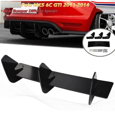 Acrylic Material GTI Rear After Lip Diffuser Splitter Skirst Blinds Spoiler Diffuser Spoiler Compatible with Volkswagen Vw Polo Mk5 Acrylic Diffuser for Car Auto Accessories