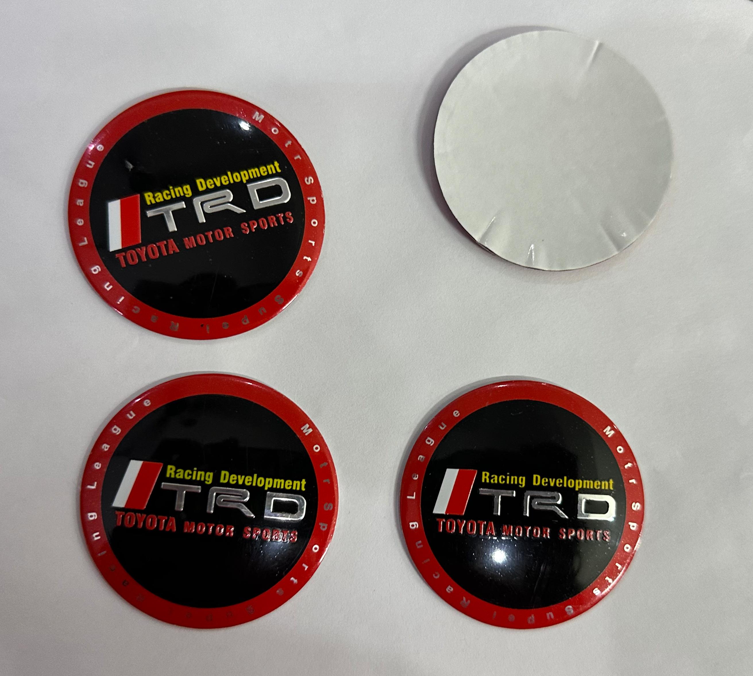 TRD Sport RED Line Logo Wheel - (56mm 2INCH) Abarth Sign Emblem Car Wheel Center Hub Cap Caps Badge Sticker Decal Sticker