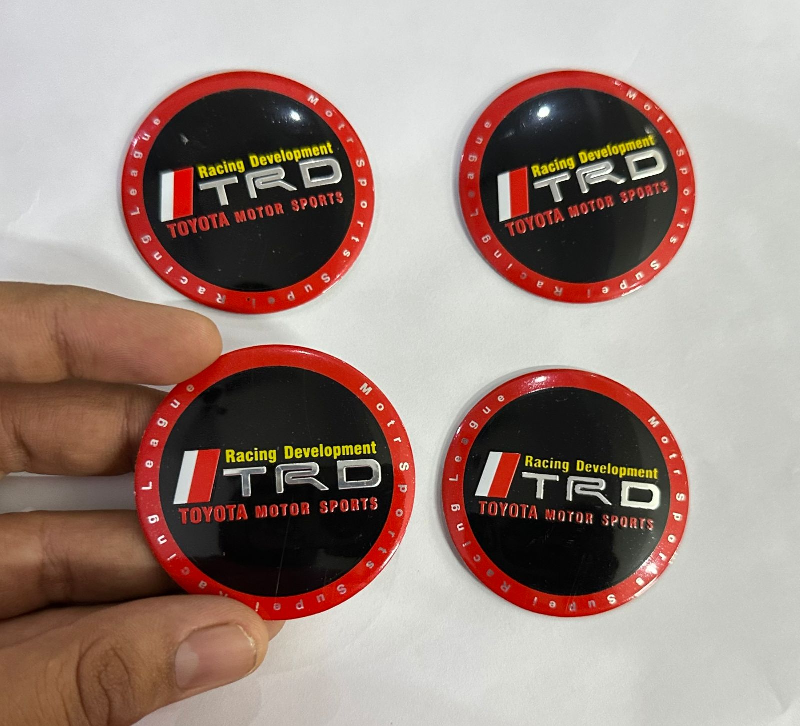 TRD Sport RED Line Logo Wheel - (56mm 2INCH) Abarth Sign Emblem Car Wheel Center Hub Cap Caps Badge Sticker Decal Sticker