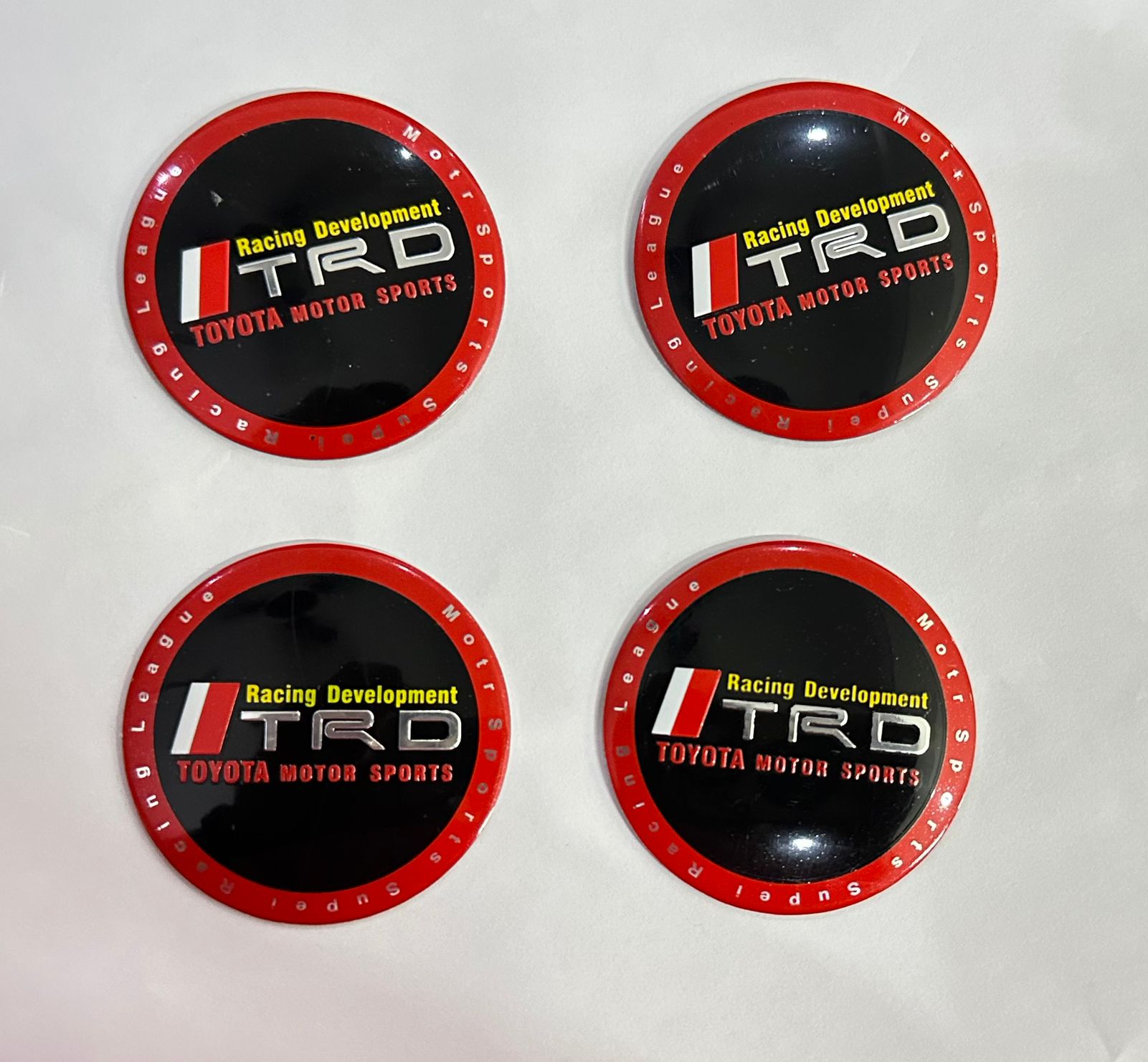 TRD Sport RED Line Logo Wheel - (56mm 2INCH) Abarth Sign Emblem Car Wheel Center Hub Cap Caps Badge Sticker Decal Sticker