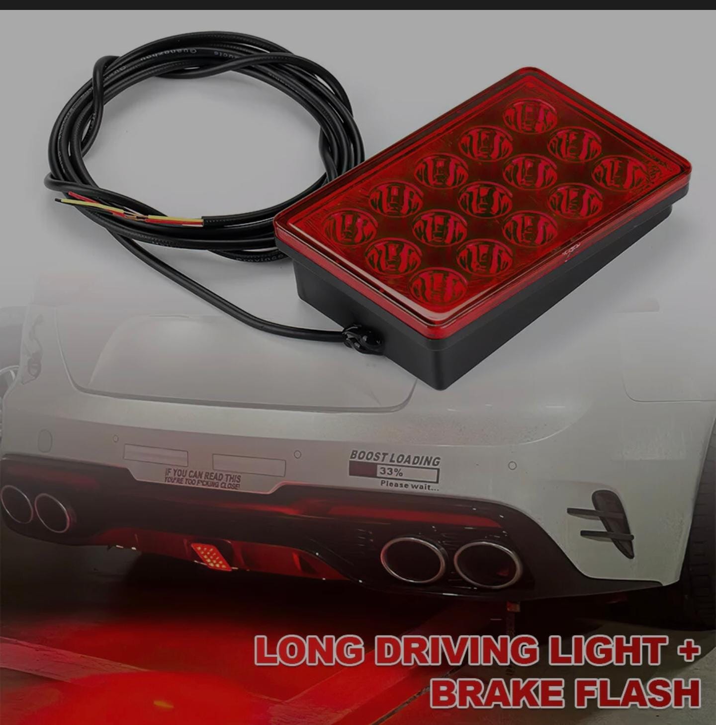 F1 FLASHING TAIL BRAKE LIGHTS F1 Style 12V DRL Stop Safety Lamp Car Motor LED Rear Flashing Tail Fog stop Light (F1 465 15 LED BRAKE LIGHT)