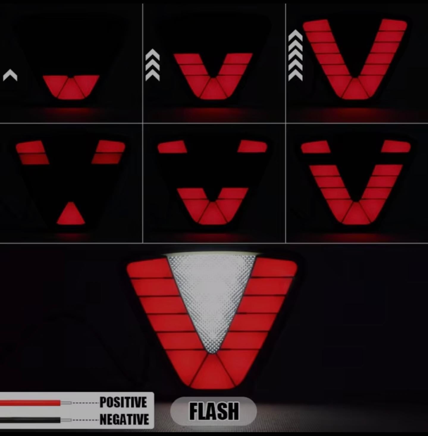 TRIANGLE BLACK GLASS BRAKE LIGHT FLASHING LED Rear 3rd Third Brake light Strobe Flashing Tail Brake Stop Light Universal Attractive Brake Lightt