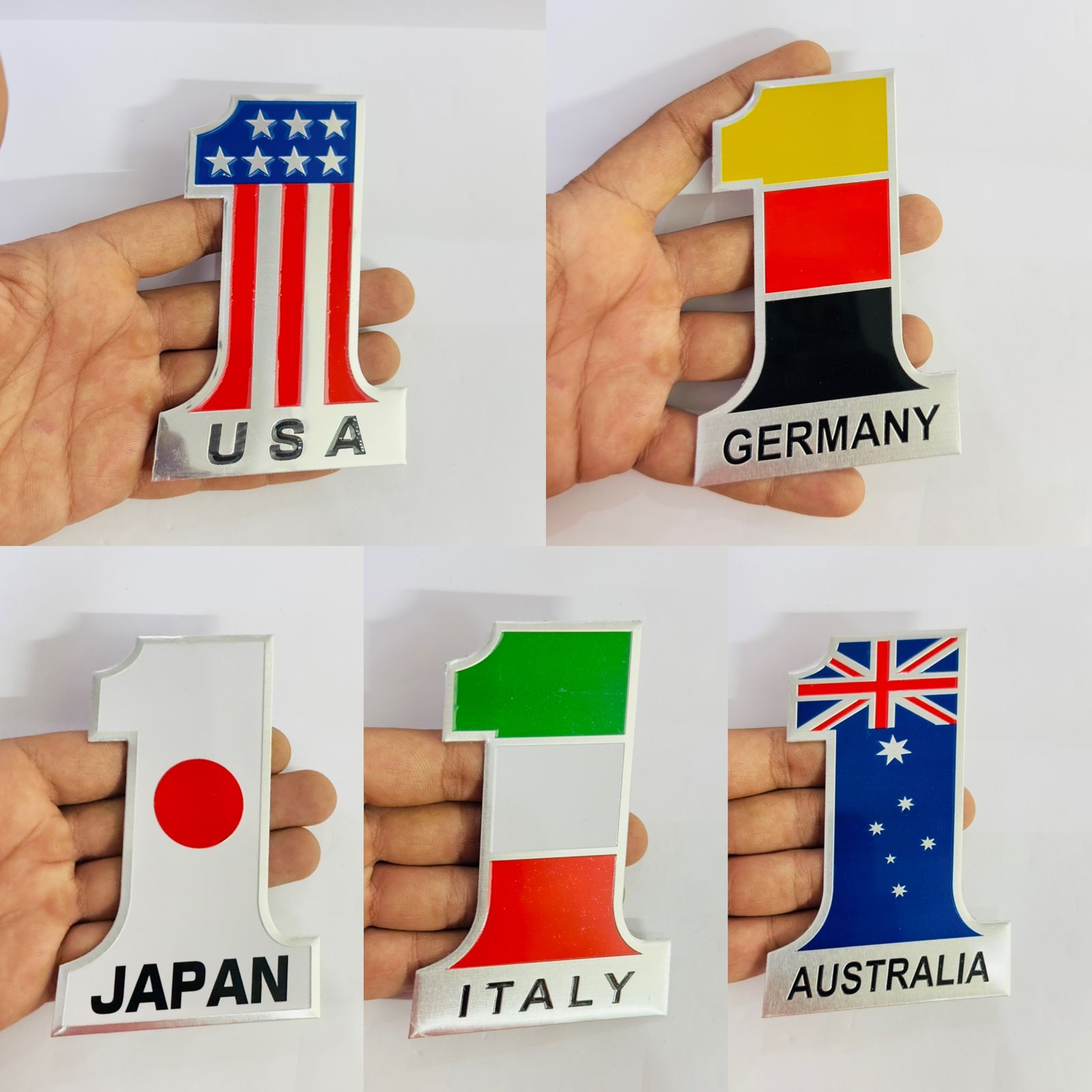 N. ONE Flag Logo (12cmX8cm) Metal Logo 3D Badge Car Emblem Premium Auto Racing Sport Sticker Grand Tourer Decal-1 Piece for car Bike Truck