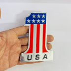 Car Bike Laptop Metal Logo Car Emblem & Grill Met.al Lo.go for Carr 3D Badge Auto Racing Universal Sport Sticker Grand Tourer Decal. (NO. ONE U.S.A Flag Sticker.)