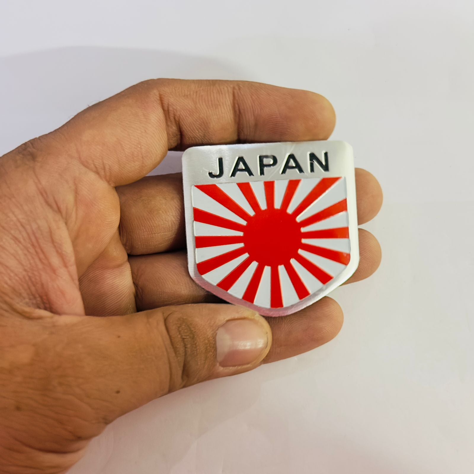 Japan Small Flag Sticker (5cmx5cm) Car Emblem Japan Flag Metal Logo 3D Badge Auto Racing Sport Sticker Decal Decorative Accessory Metal Sticker