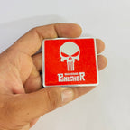 Chrome RED Skull Punisher Stickers 5.6cmx6cm Car Metal Logo 3D Emblem Auto Racing Sport Sticker Decal.