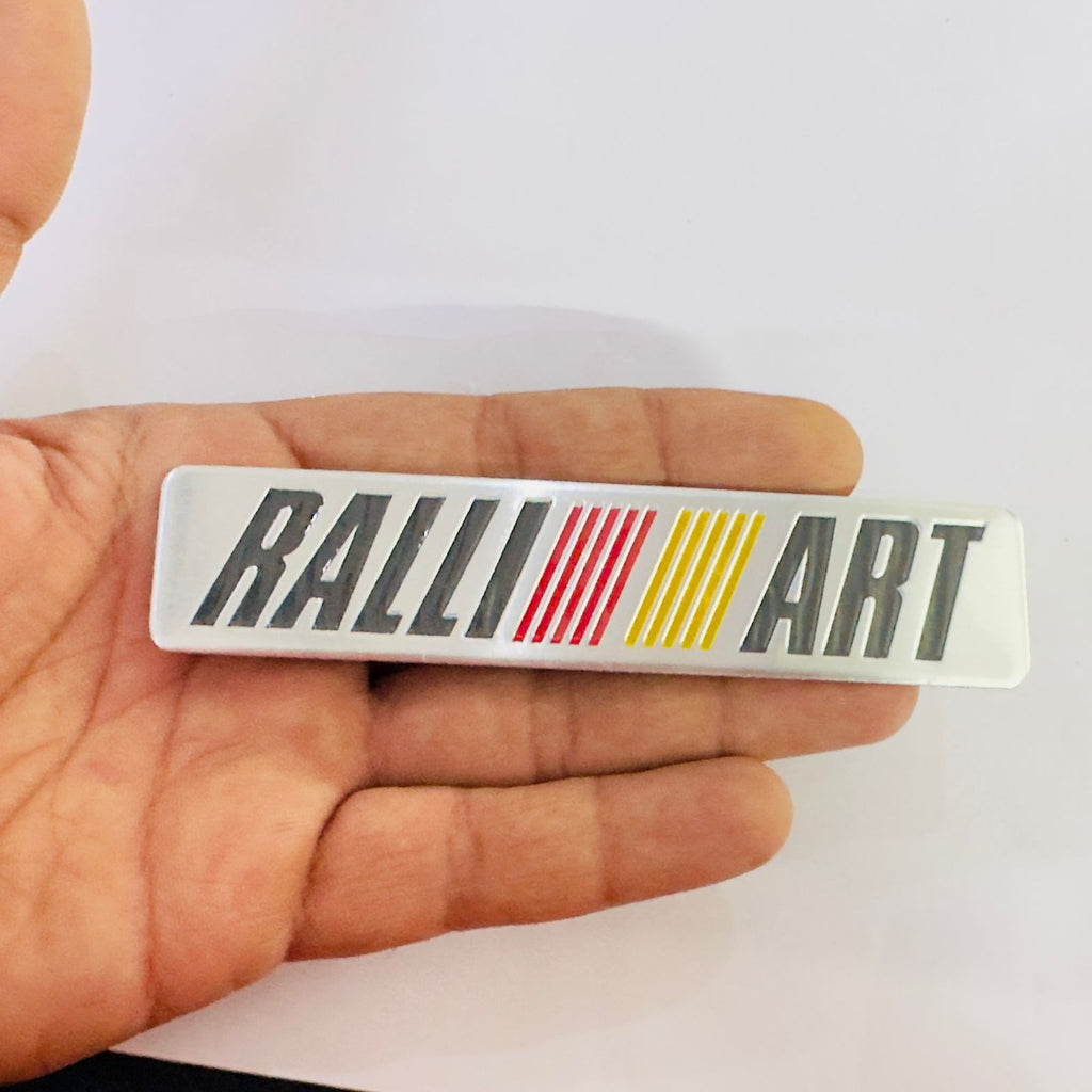 Car Bike Laptop Metal Logo Car Emblem & Grill Met.al Lo.go for Carr 3D Badge Auto Racing Universal Sport Sticker Grand Tourer Decal. (Silver PE Black RALLIART Sticker)