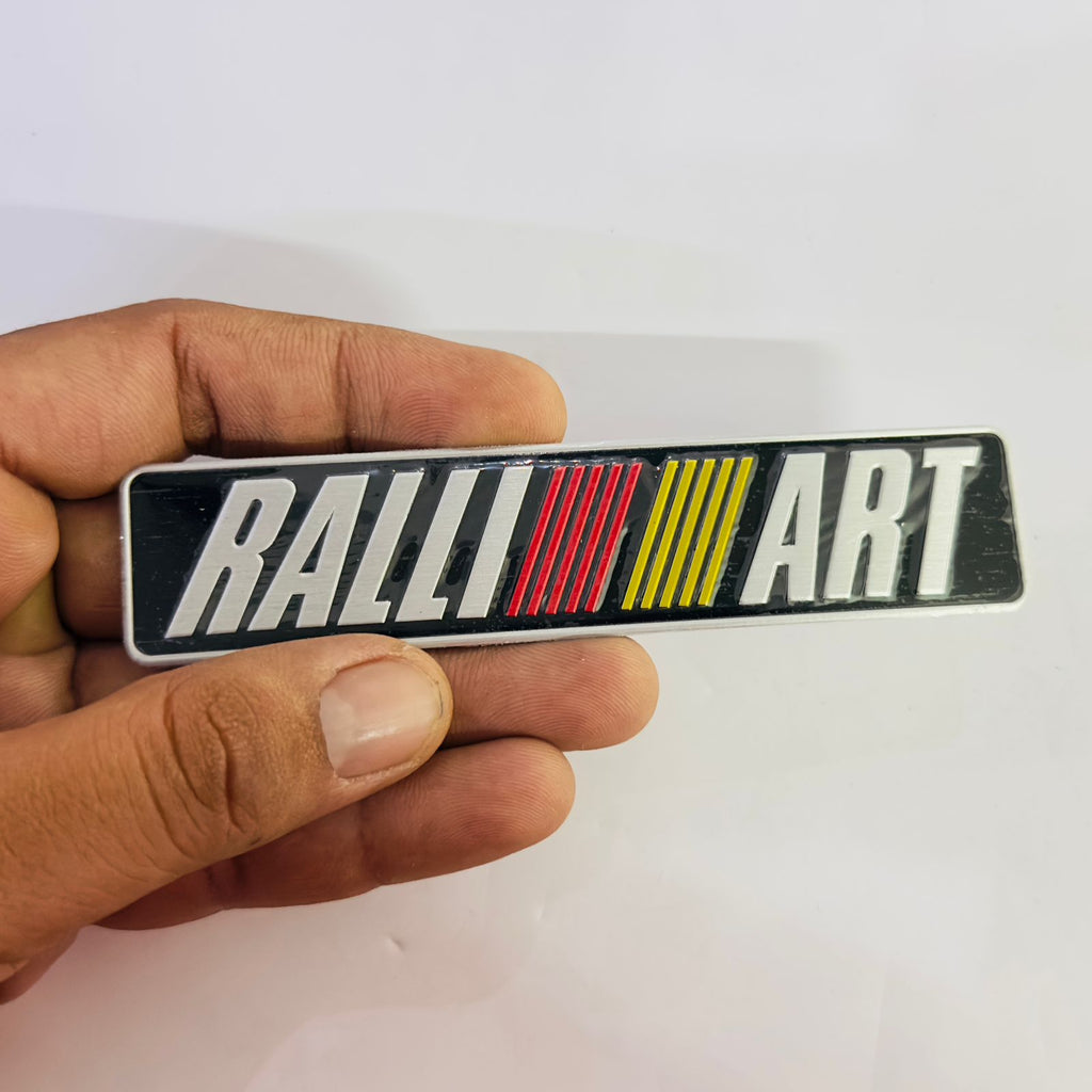 Car Bike Laptop Metal Logo Car Emblem & Grill Met.al Lo.go for Carr 3D Badge Auto Racing Universal Sport Sticker Grand Tourer Decal. (Black PE Silver RALLIART Sticker)