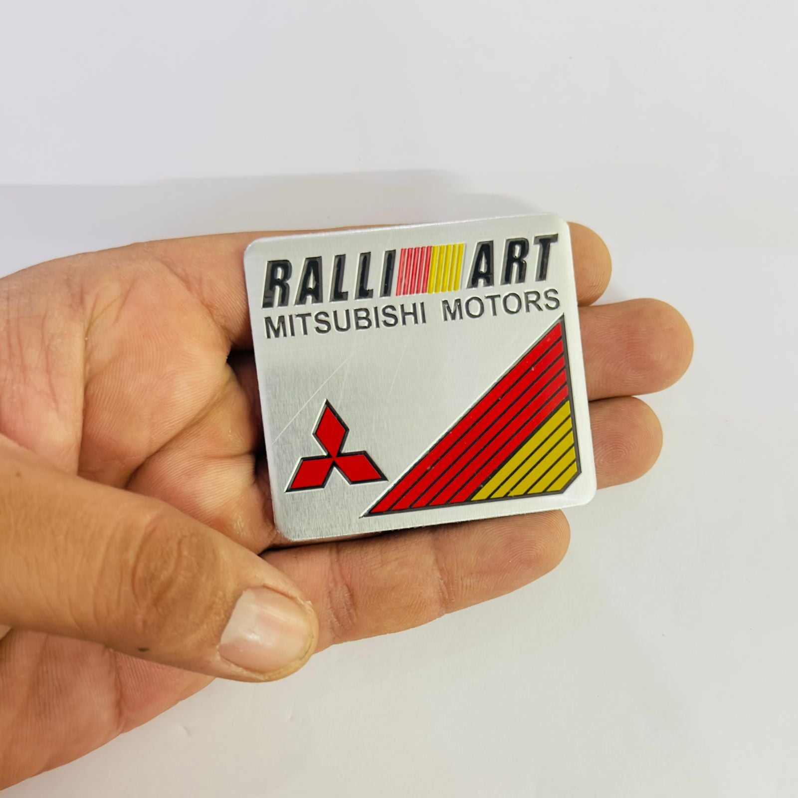 Car Bike Laptop Metal Logo Car Emblem & Grill Met.al Lo.go for Carr 3D Badge Auto Racing Universal Sport Sticker Grand Tourer Decal. (Square RALLIART Slim Sticker.)