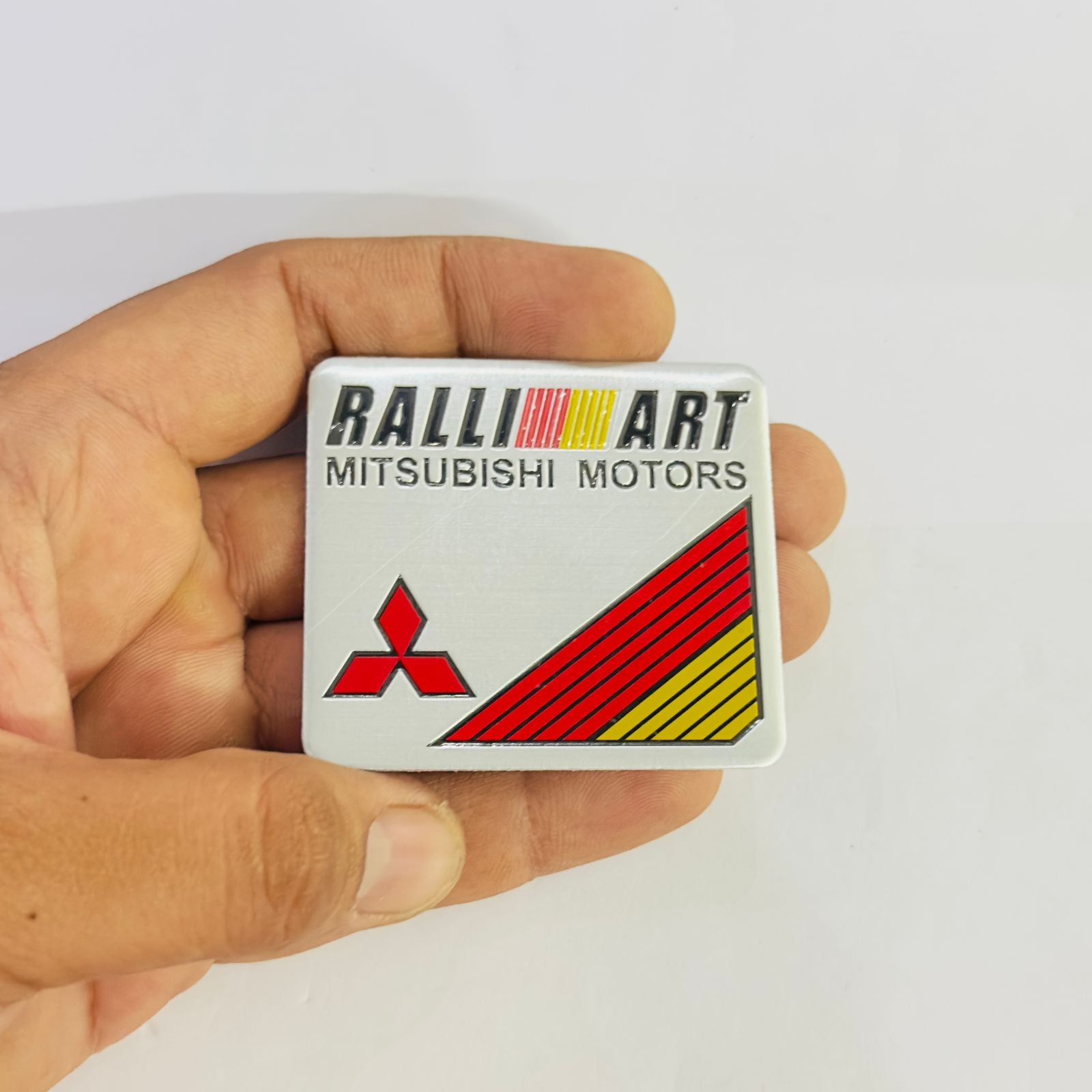 Car Bike Laptop Metal Logo Car Emblem & Grill Met.al Lo.go for Carr 3D Badge Auto Racing Universal Sport Sticker Grand Tourer Decal. (Square RALLIART Slim Sticker.)