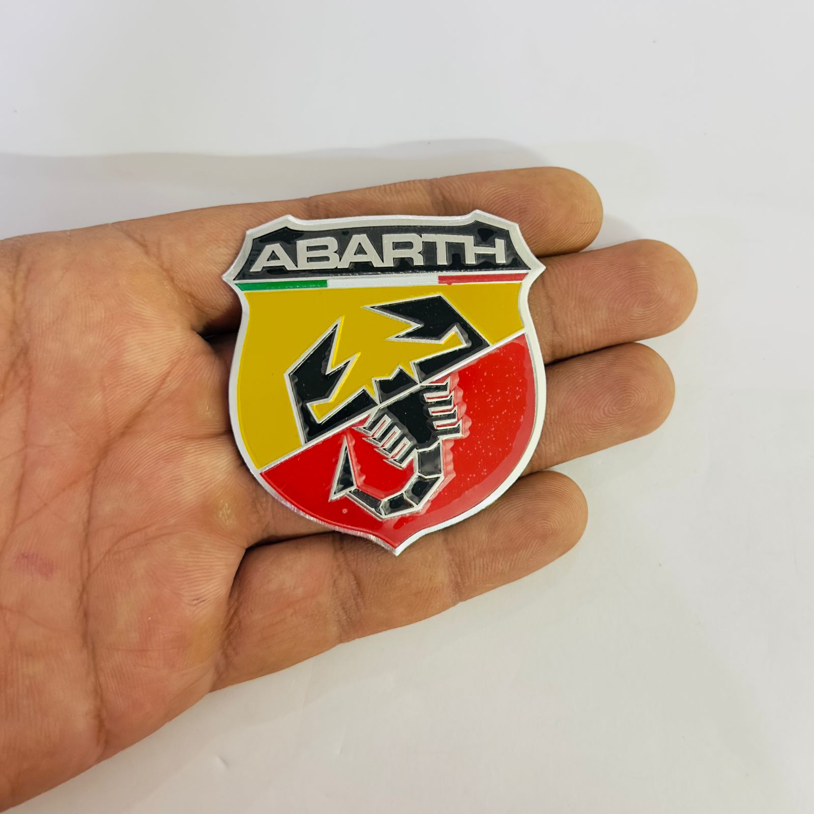 Abarth Sticker Metal Emblem Self Adhesive Badge CAR 3D Metal Logo Emblem 3D Badge Auto Racing Sport Sticker Decal (6cmx5.6cm)-1PC.