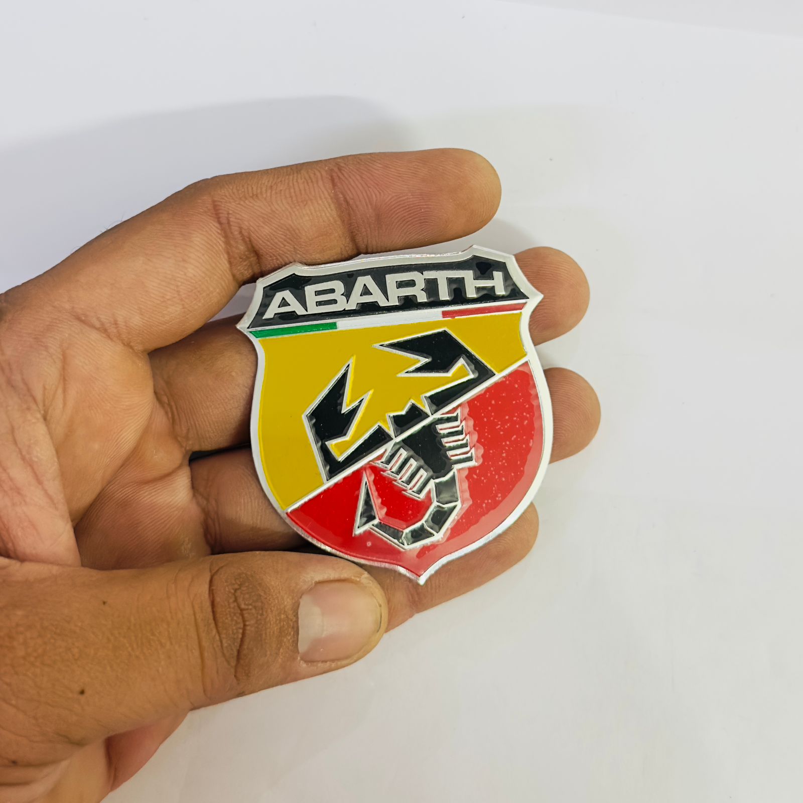 Abarth Sticker Metal Emblem Self Adhesive Badge CAR 3D Metal Logo Emblem 3D Badge Auto Racing Sport Sticker Decal (6cmx5.6cm)-1PC.