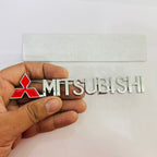 Silver Mitsubishi Logo 15cmx2cm Car Metal Emblem 3D Badge Auto Racing Sport Sticker Grand Tourer Decal-1 Piece