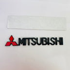Black Mitsubishi 3D Metal Sticker (15cmx3cm) Car Bike Laptop Mitsubishi Logo Car Emblem 3D Badge Sticker Universal Auto Racing Sport Logo Grand Tourer Decal.