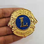Golden Blue International Lion Logo 6cm x 6.5cm Metal Badge, 3D Metal Logo for Vehicles, Universal Fit for Car, Truck, Motorcycle