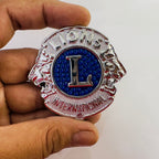 Silver Blue International Lion Logo 6cmx6.5cm Metal Badge, Metal Logo Car Metal Emblem 3D Badge Auto Racing Sport Sticker for Cars & Bikes