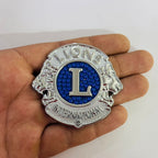 Silver Blue International Lion Logo 6cmx6.5cm Metal Badge, Metal Logo Car Metal Emblem 3D Badge Auto Racing Sport Sticker for Cars & Bikes