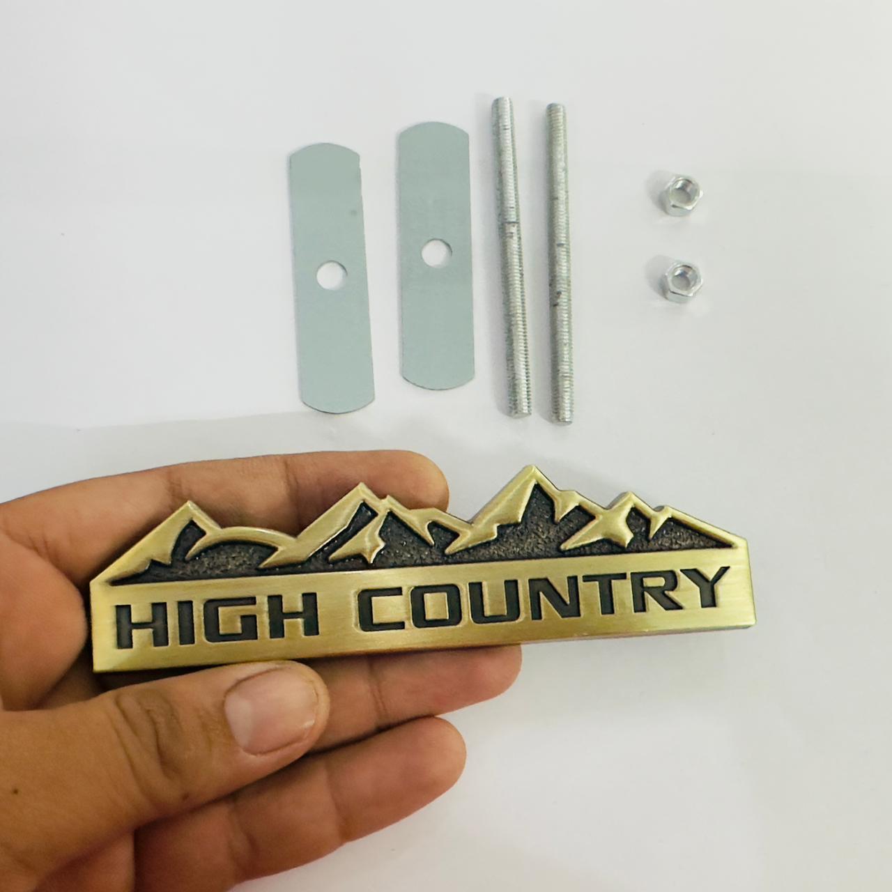 HIGH Country Grill Golden Sticker 4x4 Off Road-Logo Car Emblem 3D Badge Auto Racing Sport Sticker 13.5cmx4cm Grand Tourer Decal Versatile Sticker