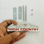HIGH Country 3D Logo Car Emblem Badge Auto Racing (13.5cmx4cm) Sport Sticker Grand Tourer Decal Sticker 4x4 Off Road Attractive for All Car (Chrome-RED HIGH Country 3D Grill Logo)