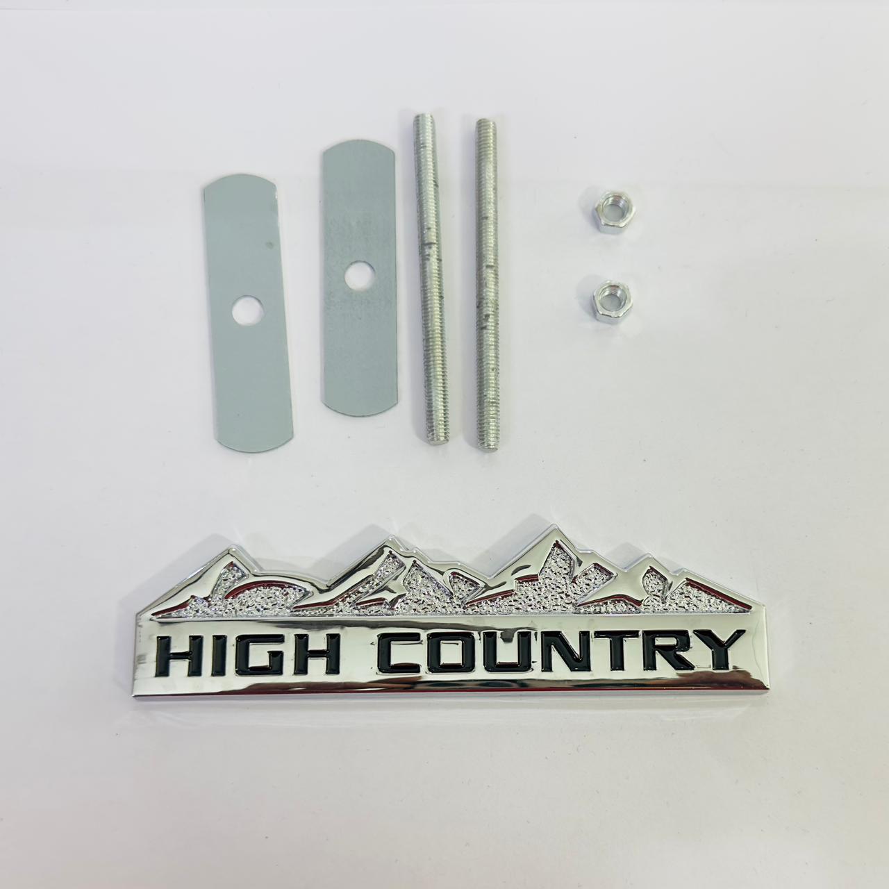 HIGH Country Grill Silver Black Sticker 4x4 Off Road-Logo Car Emblem 3D Badge Auto Racing Sport Sticker 13.5cmx4cm Grand Tourer Decal-1 Piece