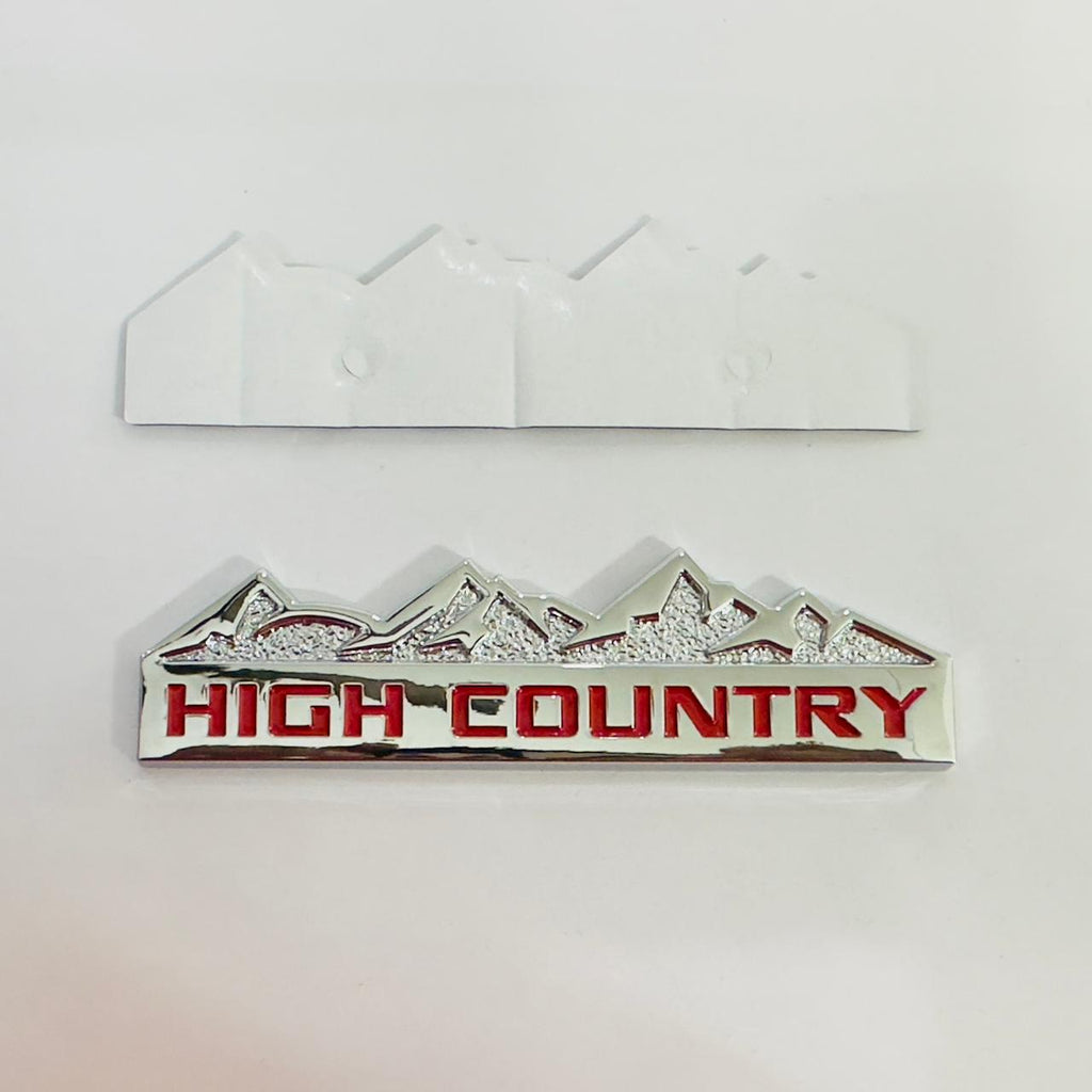 HIGH Country Silver RED Sticker 4x4 Off Road-Logo Car Emblem 3D Badge Auto Racing Sport Sticker 13.5cmx4cm Grand Tourer Decal-1 Piece High Country Sticker