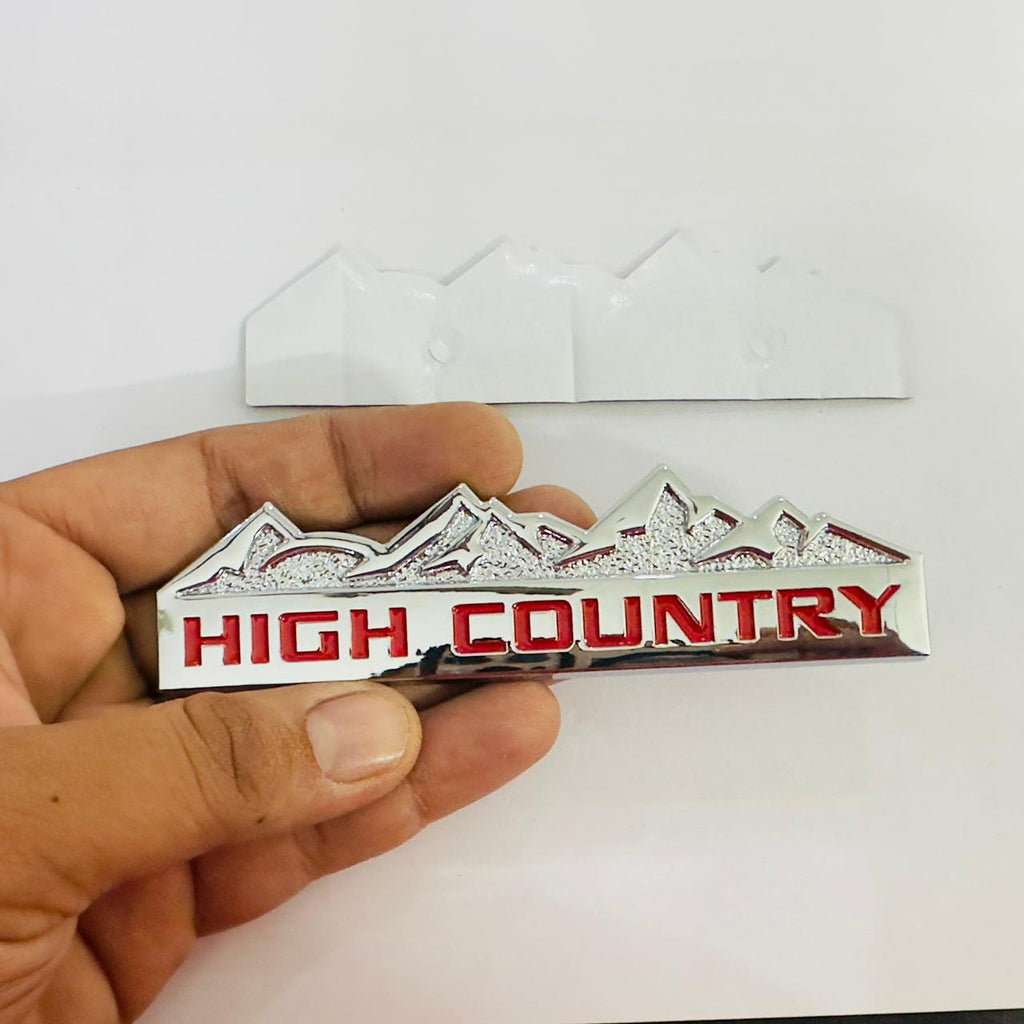 HIGH Country Silver RED Sticker 4x4 Off Road-Logo Car Emblem 3D Badge Auto Racing Sport Sticker 13.5cmx4cm Grand Tourer Decal-1 Piece High Country Sticker
