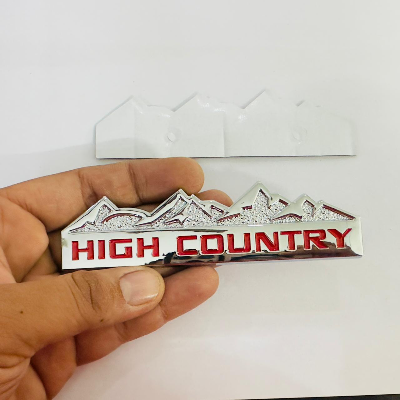 HIGH Country Silver RED Sticker 4x4 Off Road-Logo Car Emblem 3D Badge Auto Racing Sport Sticker 13.5cmx4cm Grand Tourer Decal-1 Piece High Country Sticker