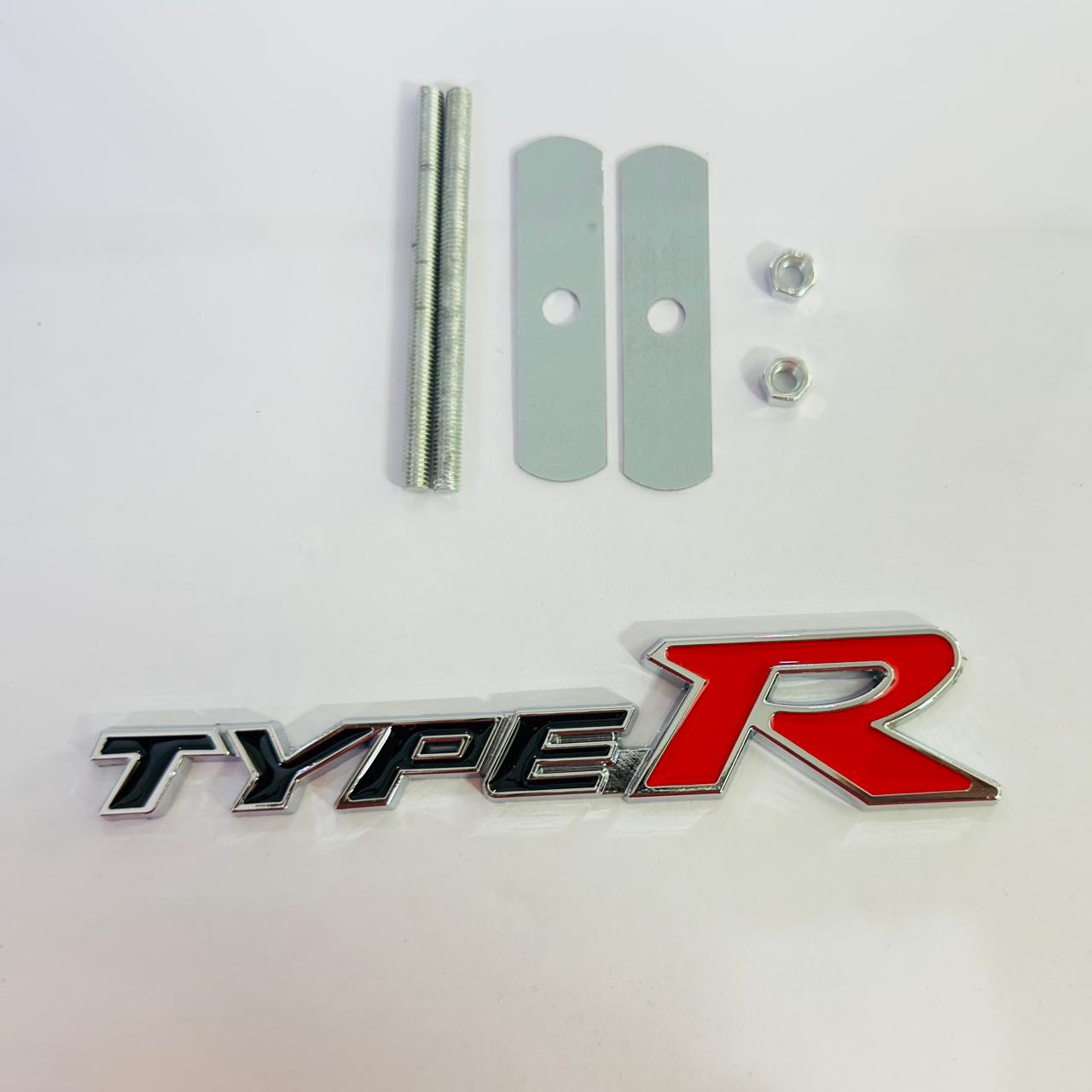 Emblems for Car & Bike Metal Lo.go and Grill Me.tal Lo.go, Auto Accessories for Car Emblem 3D Badge Auto Racing Sport Sticker Grand Tourer Decal. (Black RED Type R Metal Grill Logo)