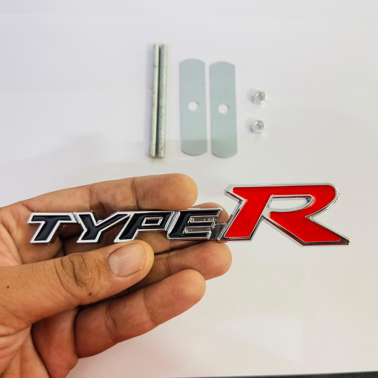Emblems for Car & Bike Metal Lo.go and Grill Me.tal Lo.go, Auto Accessories for Car Emblem 3D Badge Auto Racing Sport Sticker Grand Tourer Decal. (Black RED Type R Metal Grill Logo)