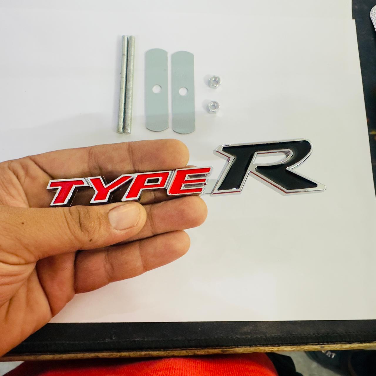 Emblems for Car &amp; Bike Metal Lo.go and Grill Me.tal Lo.go,for Car Emblem 3D Badge Auto Racing Sport Sticker Grand Tourer Decal.(RED Black&nbsp;Type R Metal Grill Logo)