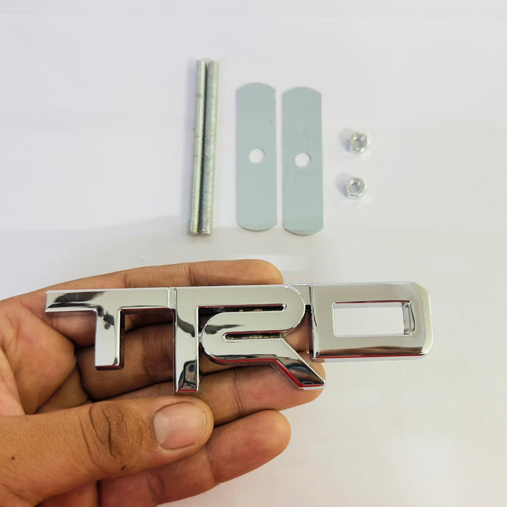 Car Bike Laptop Metal 3D Logo TRD/TRD Long Car Emblems Metal Lo.go, 3D Badge Auto Racing Sport Sticker Universal Grand Tourer Decal. (Chrome Small TRD Grill Logo 12cmX3.5cm)