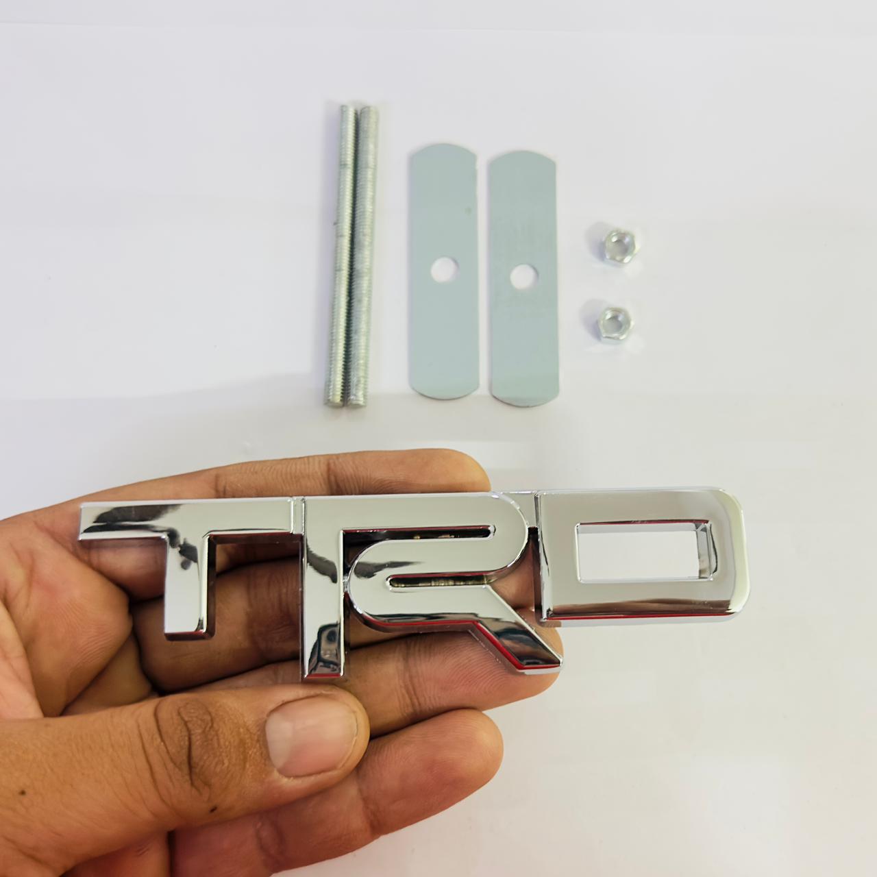 Car Bike Laptop Metal 3D Logo TRD/TRD Long Car Emblems Metal Lo.go, 3D Badge Auto Racing Sport Sticker Universal Grand Tourer Decal. (Chrome Small TRD Grill Logo 12cmX3.5cm)