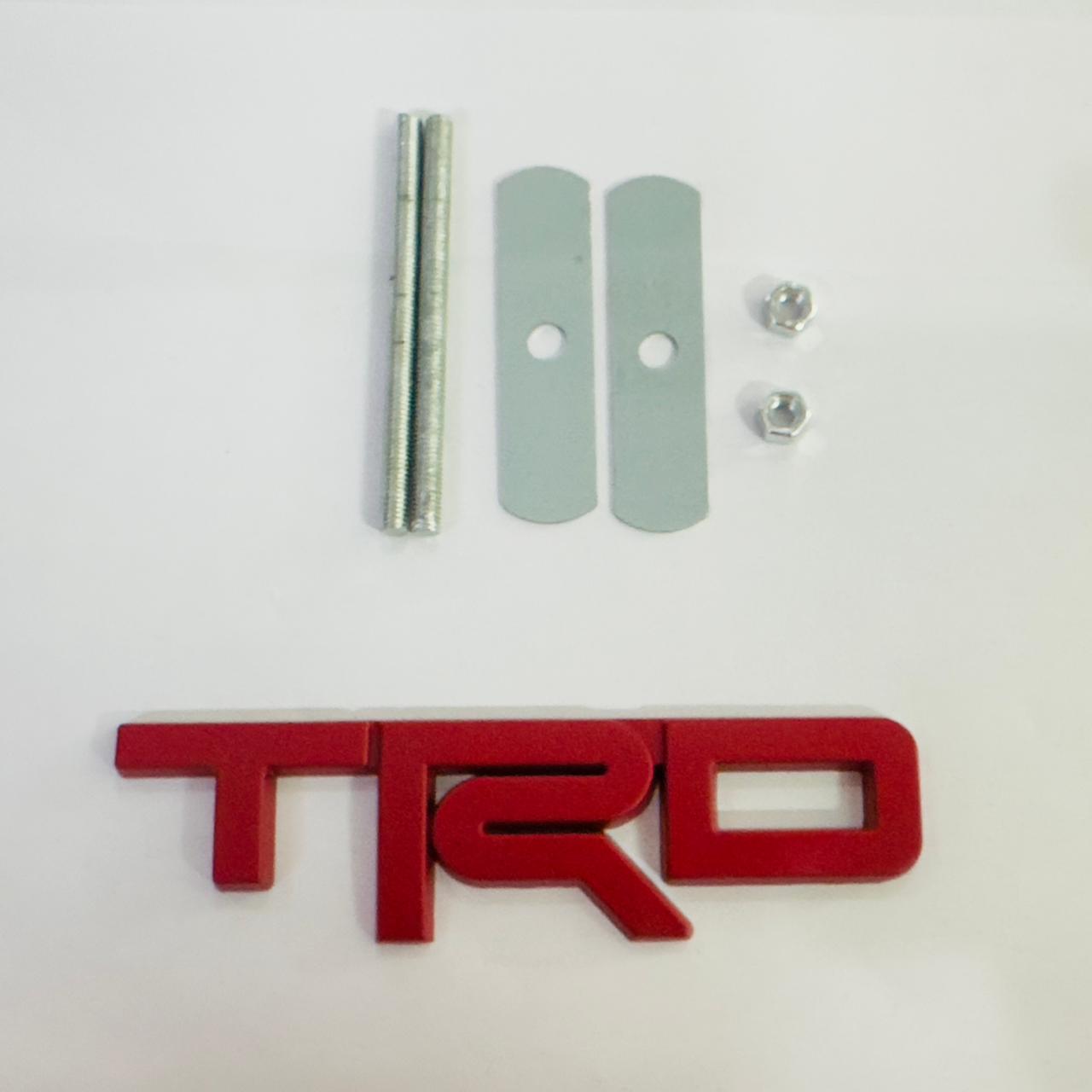 Car Bike Laptop Metal 3D Logo TRD/TRD Long Car Emblems Metal Lo.go, 3D Badge Auto Racing Sport Sticker Universal Grand Tourer Decal. (RED Small TRD Grill Logo 12cmX3.5cm)