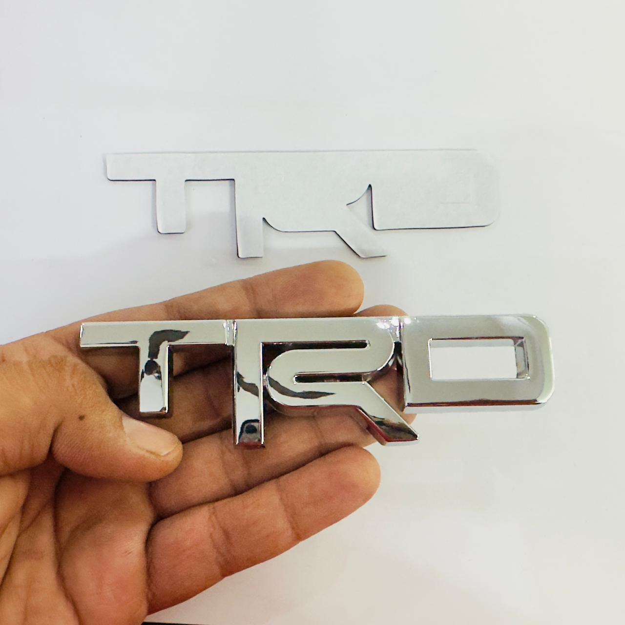 SILVER TRD Small Logo Car Bike Metal Logo 12.5x3.5cm Car Emblem 3D Badge Auto Racing Sport Sticker Grand Tourer Decal-1PC