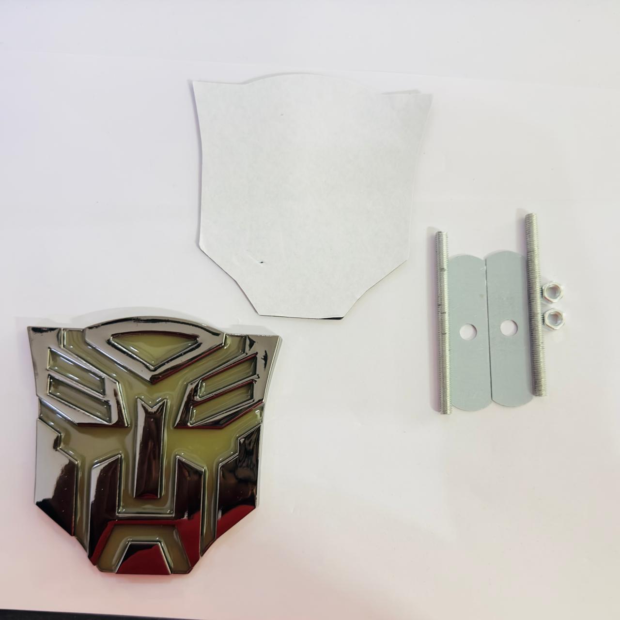 TRANSFORRMER Big BLACK Grill Logo 9.2x9.2cm Marvel Stickers Car Emblem 3D Badge Auto Racing Sport Sticker Grand Tourer Decal