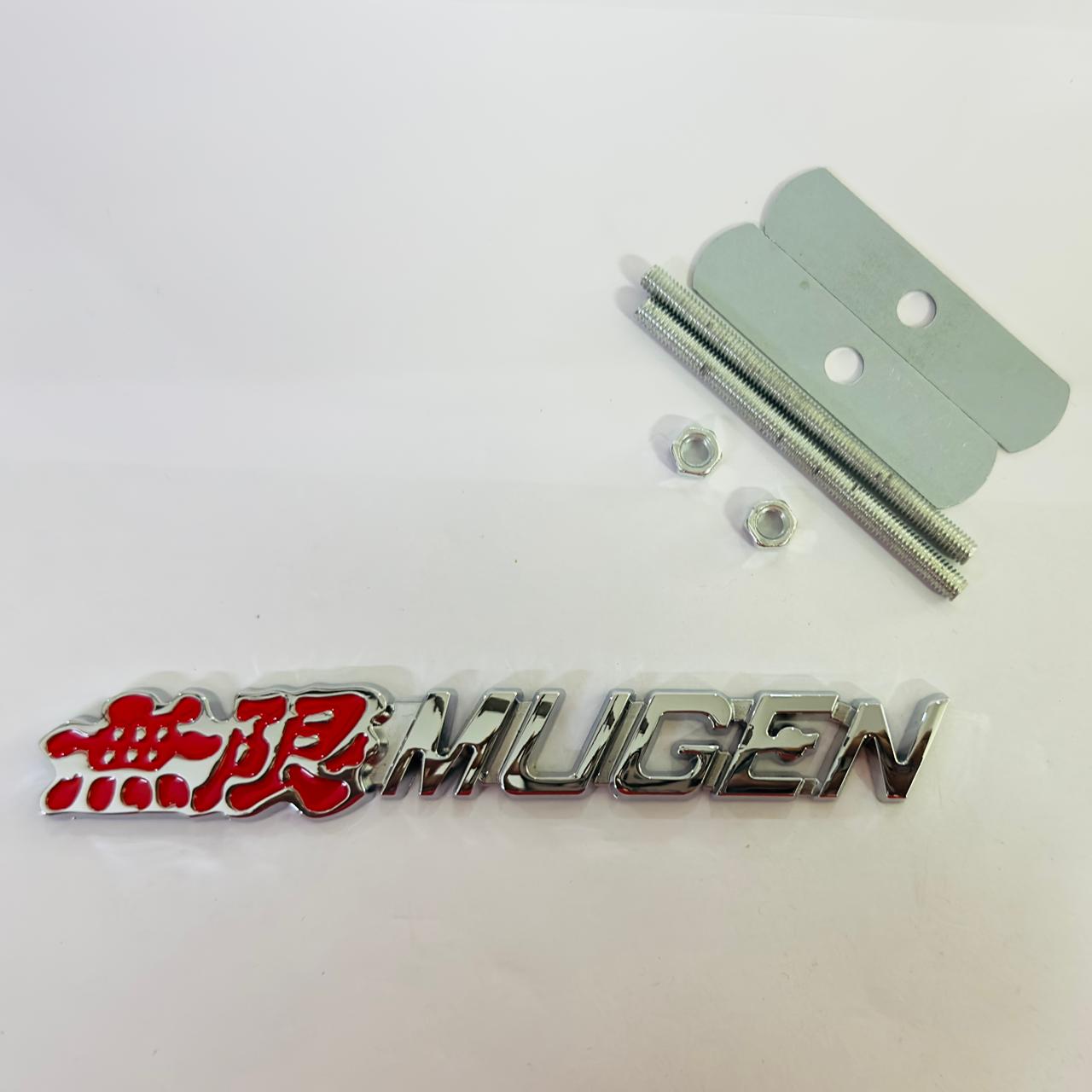 Car Bike Laptop Metal Logo Car Emblem & Grill Met.al Lo.go for Carr 3D Badge Auto Racing Universal Sport Sticker Grand Tourer Decal. (RED-Chrome Mugen Metal Logo.)