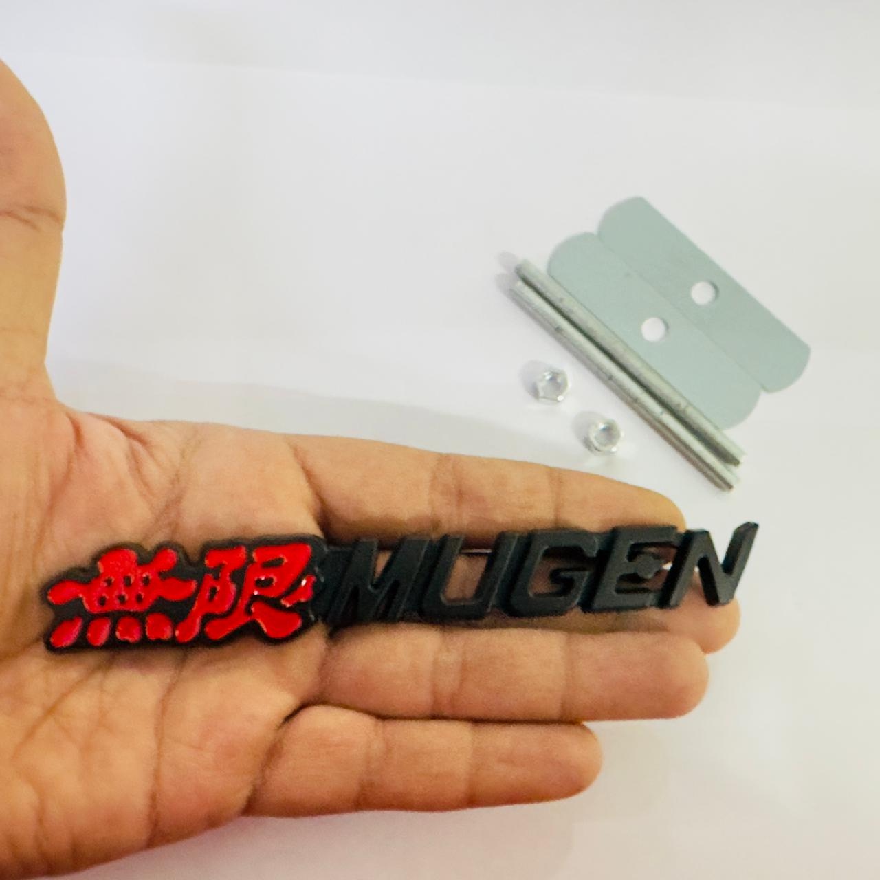 Car Bike Laptop Metal Logo Car Emblem & Grill Met.al Lo.go for Carr 3D Badge Auto Racing Universal Sport Sticker Grand Tourer Decal. (RED-Black Mugen Metal Grill Logo.)
