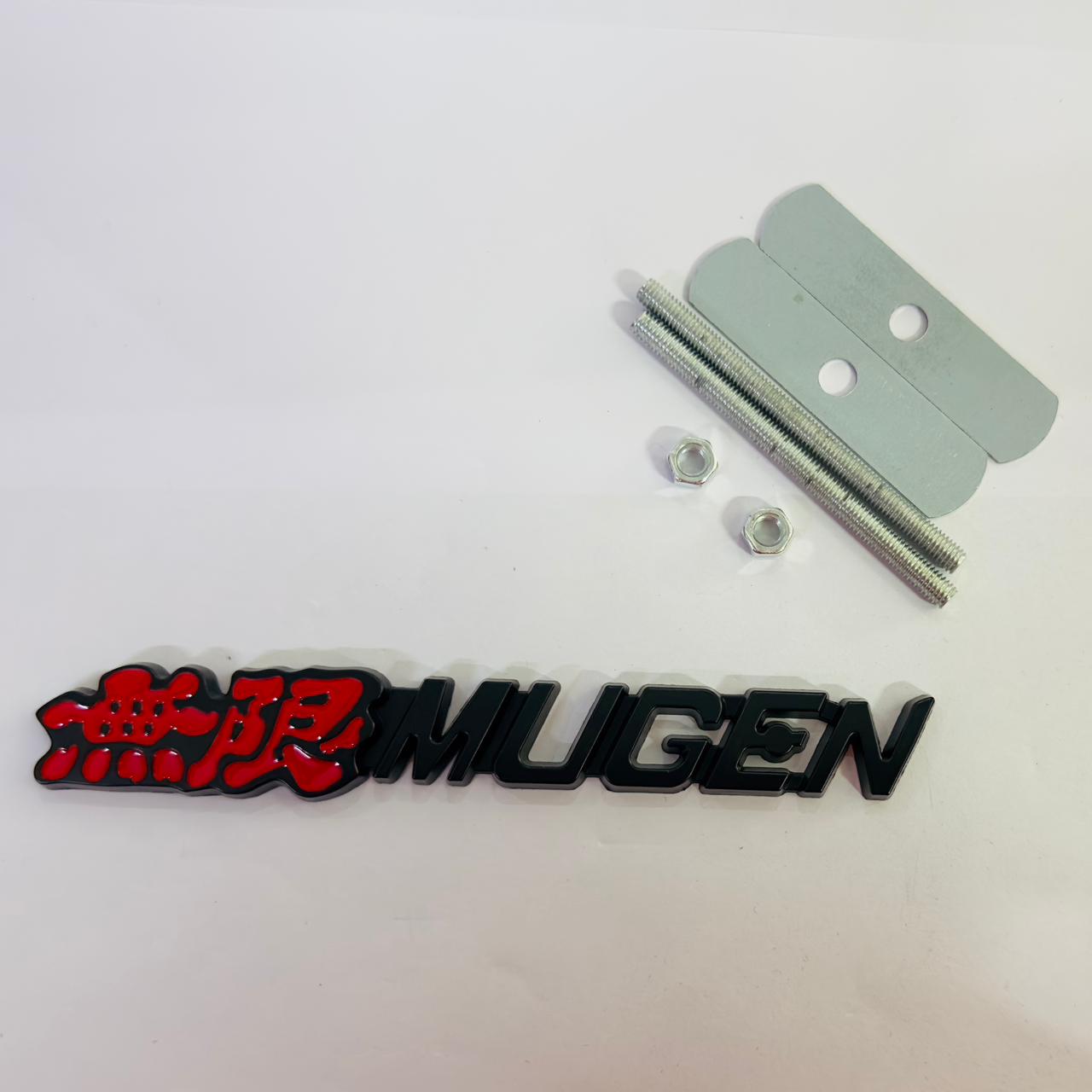 Car Bike Laptop Metal Logo Car Emblem & Grill Met.al Lo.go for Carr 3D Badge Auto Racing Universal Sport Sticker Grand Tourer Decal. (RED-Black Mugen Metal Grill Logo.)