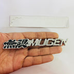 Black-Chrome Mugen 3D Metal Sticker (14cmx2cm) Car Bike Laptop Mugen Logo Car Emblem 3D Badge Attractive Sticker car Decor Sport Logo Grand Tourer Decal.