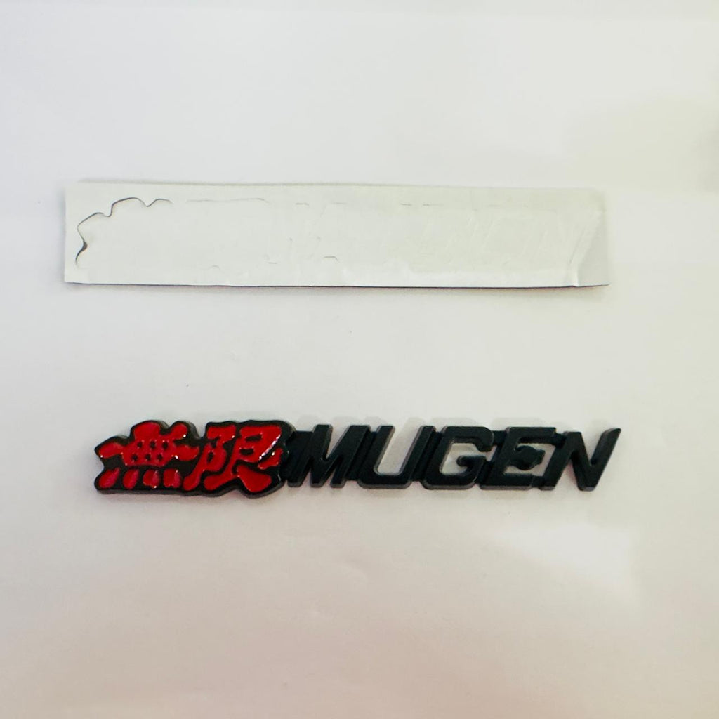 RED-Black Mugen 3D Metal Sticker (14cmx2cm) Car Bike Laptop Mugen Sticker Car Emblem 3D Badge Logo Universal AUTO ASSESSORIES Logo
