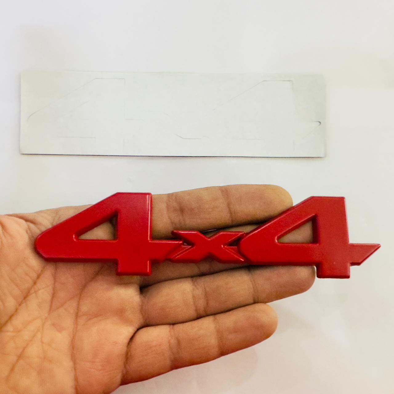 4X4 RED Metal Logo 15X3.7cm Car Metal Emblem 3D Badge Auto Racing Sport Sticker Grand Tourer Decal for Cars &amp; Bikes