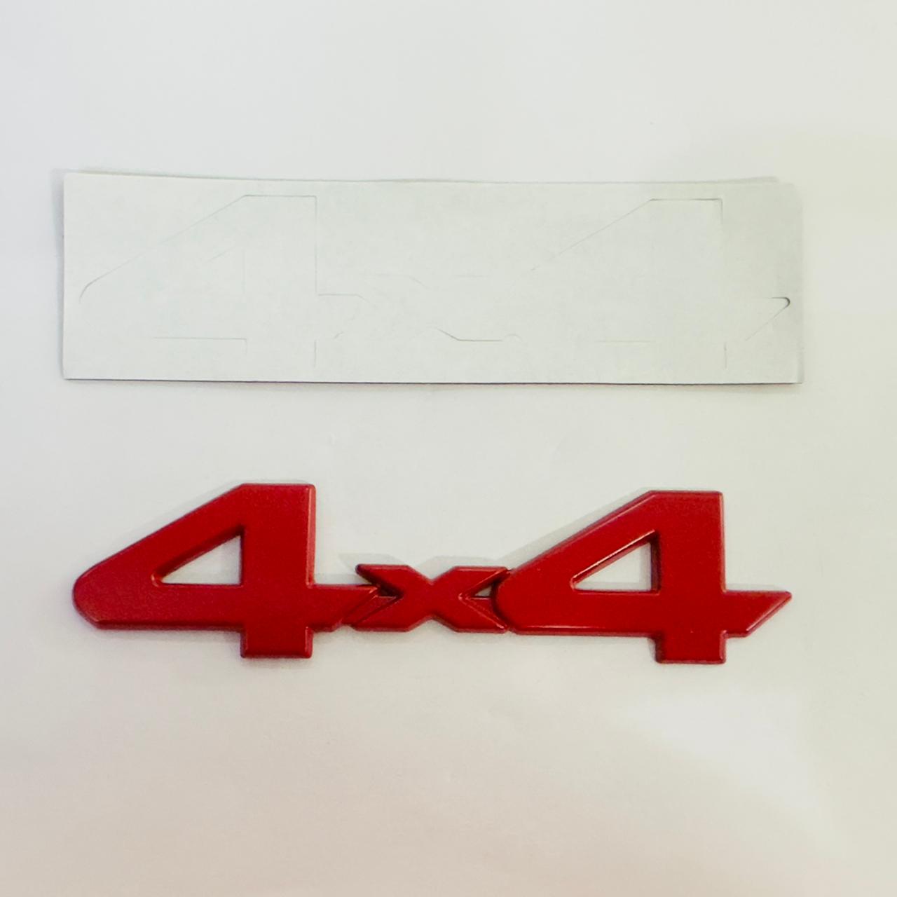 4X4 RED Metal Logo 15X3.7cm Car Metal Emblem 3D Badge Auto Racing Sport Sticker Grand Tourer Decal for Cars &amp; Bikes