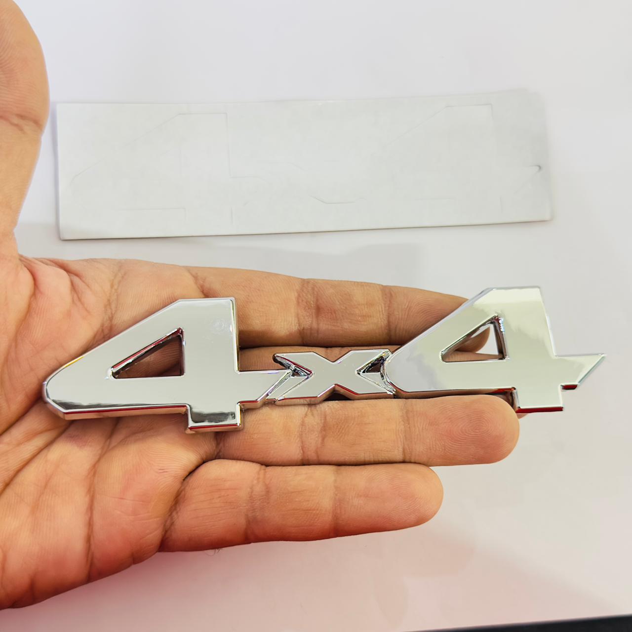 4X4 Silver Metal Logo 15X3.7cm Car Metal Emblem 3D Badge Auto Racing Sport Sticker Grand Tourer Decal for Cars & Bikes