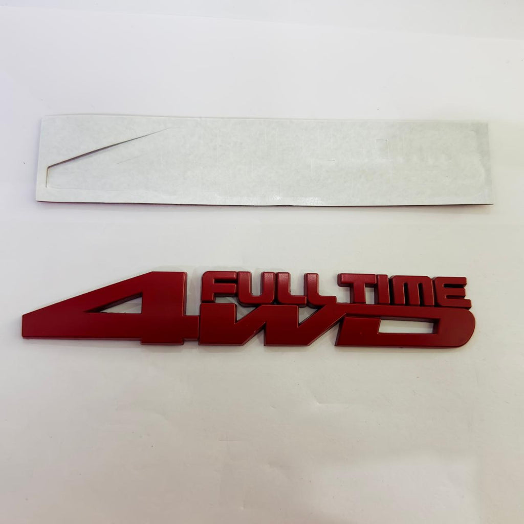 RED 4x4 Full TIME Metal Logo 15cmx2.5cm Car Metal Emblem 3D Badge Auto Racing Sport Sticker Grand Tourer Decal for Cars &amp; Bikes