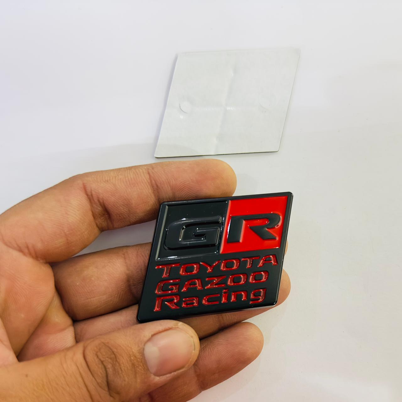Black Red GR Square Sticker Toyota Ghazoo Racing Car/Bike Styling Logo Auto Racing Sport Sticker Decal Emblem 3D Badges (5.2cmx4.5cm)