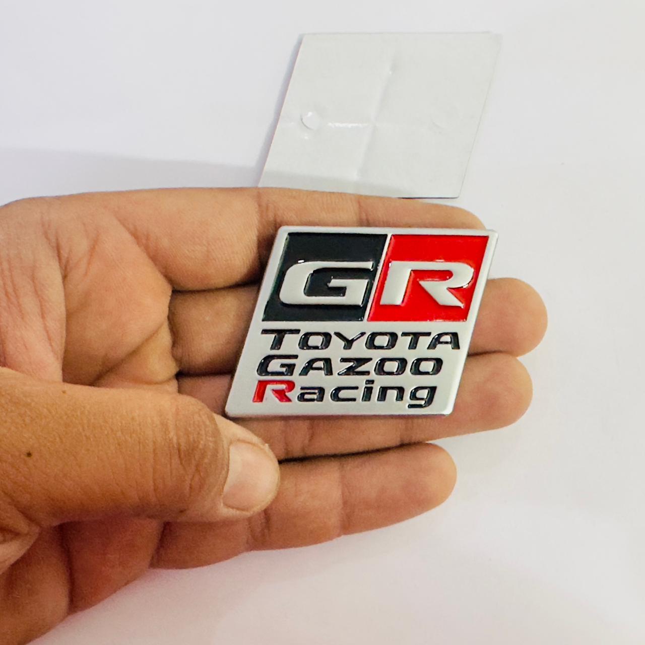 CHROME RED GR Square Sticker 5.2cmx4.5cm Toyota Ghazoo Racing Sticker Car Logo Auto Racing Sport Decal Emblem Badges for Cars &amp; Bikes.