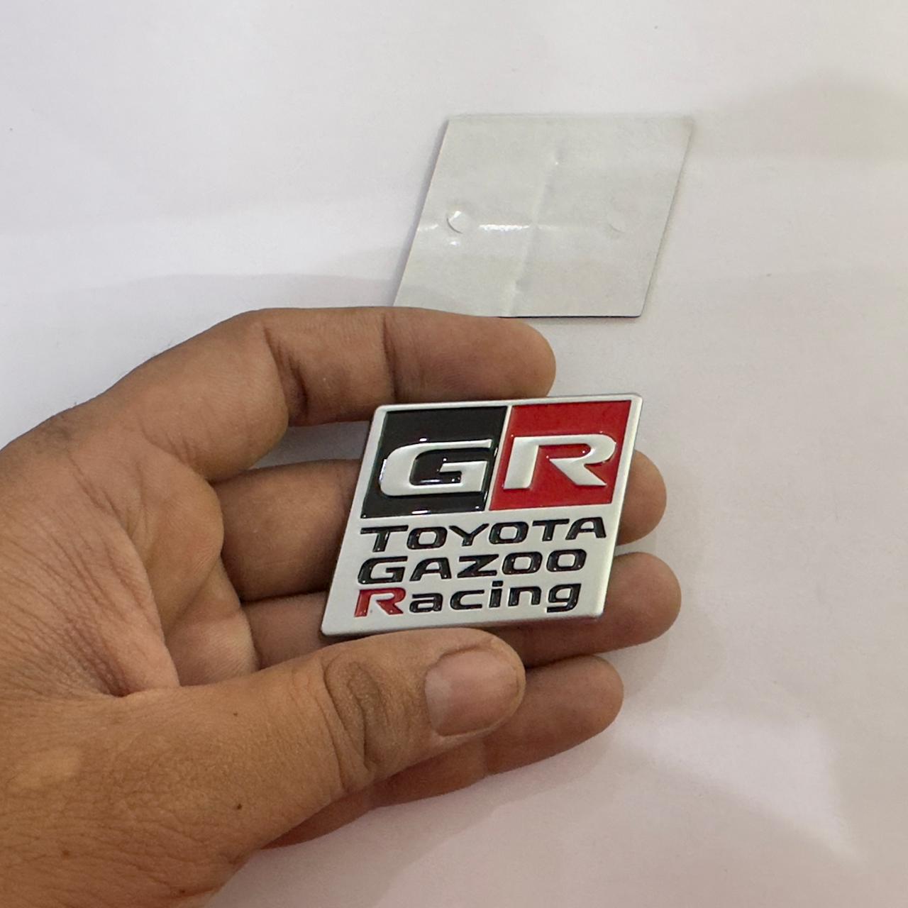 CHROME RED GR Square Sticker 5.2cmx4.5cm Toyota Ghazoo Racing Sticker Car Logo Auto Racing Sport Decal Emblem Badges for Cars &amp; Bikes.