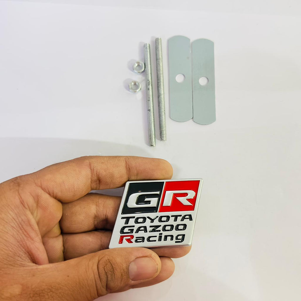 CHROME Red GR Square Grill Sticker 5.2cmx4.5cm Toyota Ghazoo Racing Sticker Car/Bike Styling Logo Auto Racing Sport Decal Versatile Metal Logo