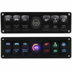 12-24V 6 Gang Waterproof Rocker Switch Panel Circuit Breaker LED Voltmeter For Car-6 Gang Rocker Switch